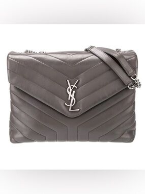 YSL Saint Laurent Leather LouLou Convertible Purse Gray Bag Crossbody